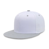 CHOK.LIDS Flat Bill Visor Classic Snapback Hat Blank Adjustable Brim High Top End Trendy Color Style Two Tone Baseball Cap (White/Light Grey)